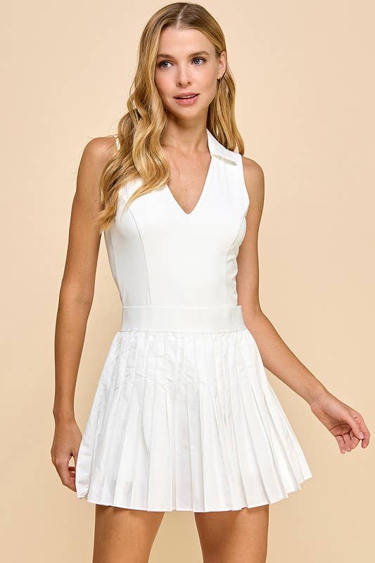 White Pleated Athletic Dress