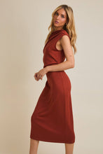 Load image into Gallery viewer, RUST ONE SHOULDER SLEEVELESS MIDI DRESS