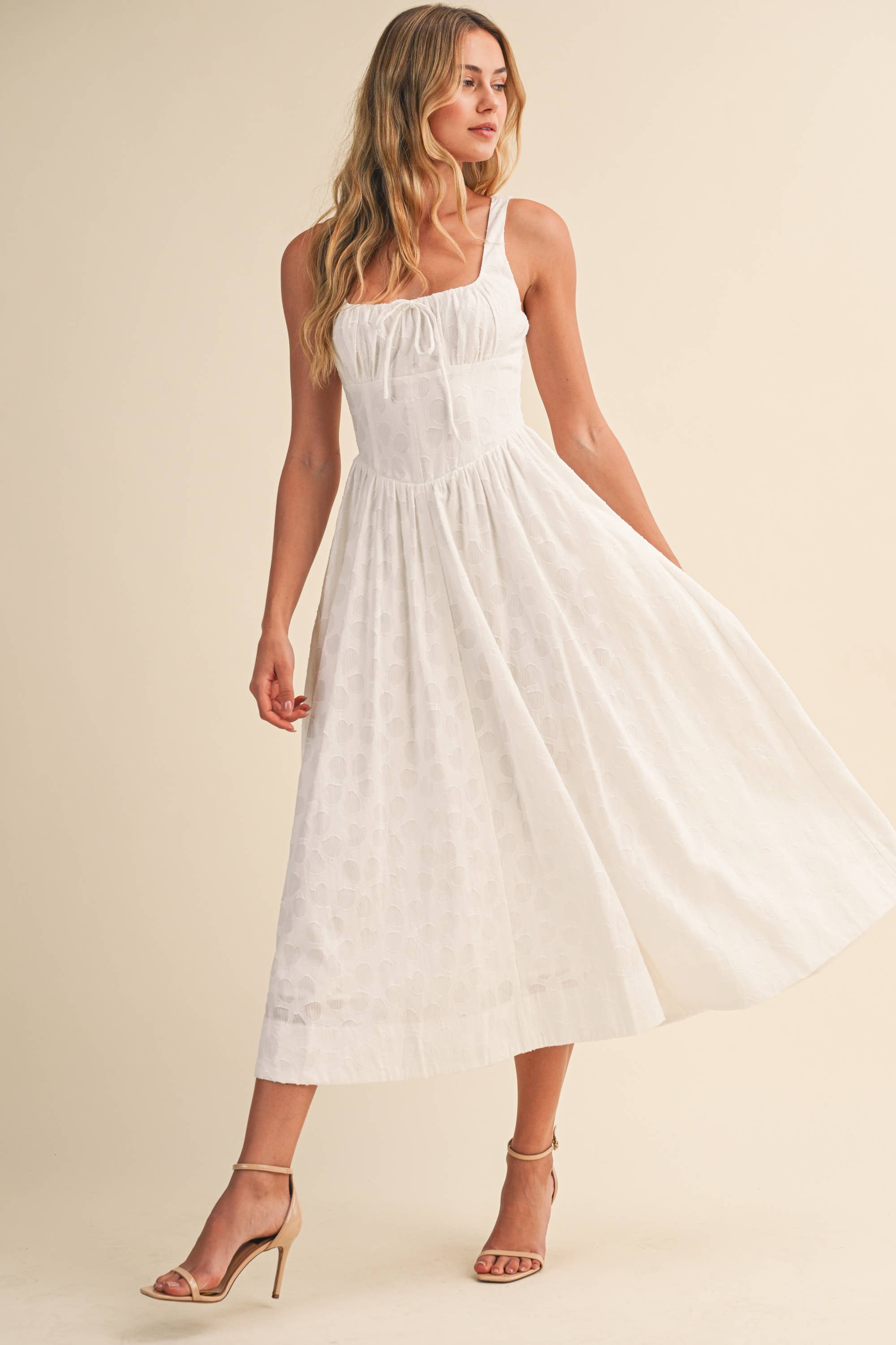 White Seersucker Coastal Dress