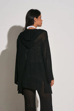Load image into Gallery viewer, Elan Black Crochet Hooded Cardigan