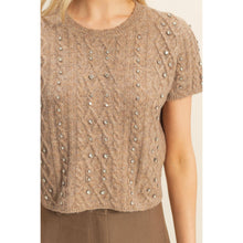 Load image into Gallery viewer, Rhinestone Studded Sweater Top