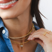 Load image into Gallery viewer, 18K Gold Oval Crystal Collar Necklace
