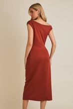 Load image into Gallery viewer, RUST ONE SHOULDER SLEEVELESS MIDI DRESS