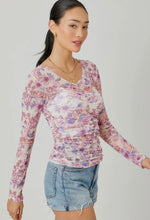 Load image into Gallery viewer, Sheer Floral Ruching Top