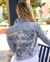 Load image into Gallery viewer, White & Blue Jungle Denim Jacket