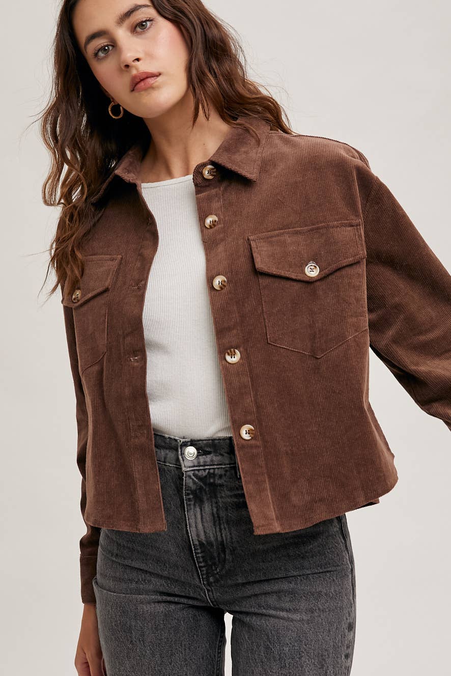 Mocha Cord Cropped Jacket – Estelle&Bea Boutique