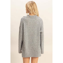 Load image into Gallery viewer, Collared Cable Sweater With Slits