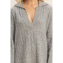Load image into Gallery viewer, Collared Cable Sweater With Slits