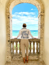 Load image into Gallery viewer, White & Blue Jungle Denim Jacket