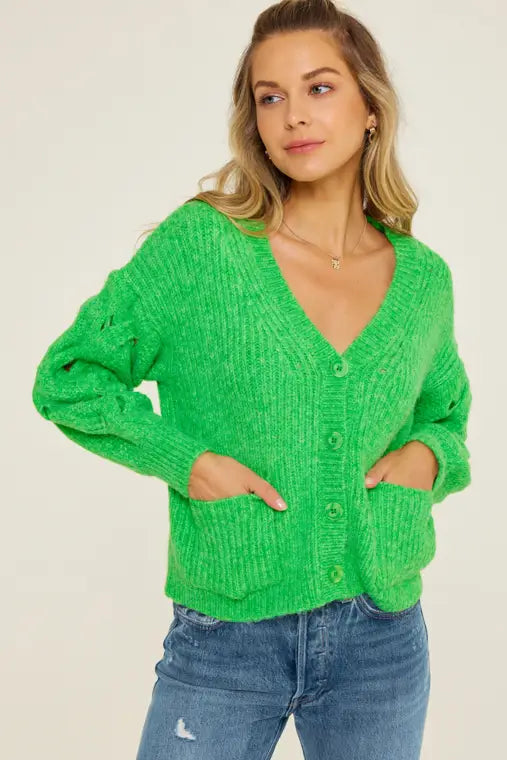 Kelly Green Button Down Sweater