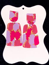 Load image into Gallery viewer, Pink Purple Rectangle Clay Earrings