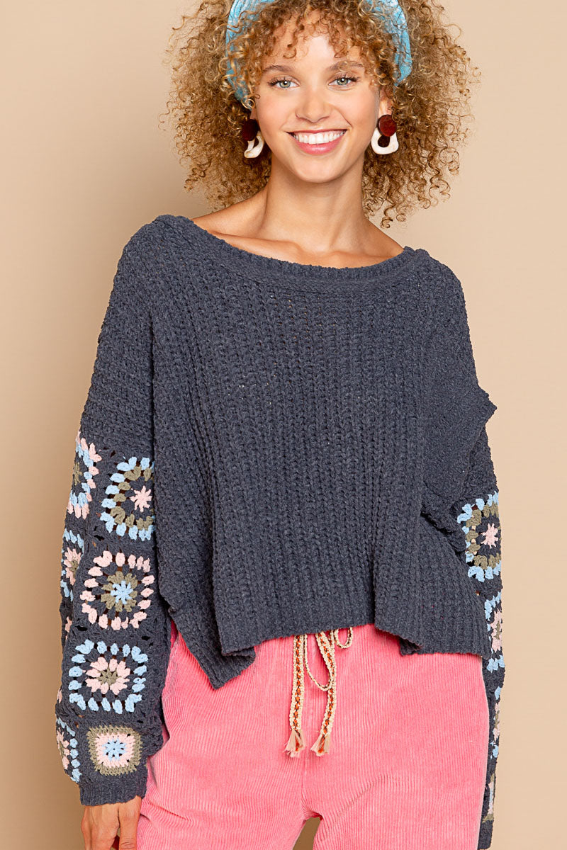 Anna Crochet Chenille Sweater