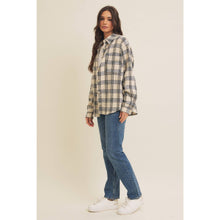 Load image into Gallery viewer, BRUSHED PLAID BUTTON-DOWN SHACKET
