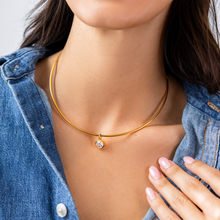 Load image into Gallery viewer, 18K Gold Oval Crystal Collar Necklace
