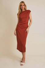 Load image into Gallery viewer, RUST ONE SHOULDER SLEEVELESS MIDI DRESS
