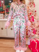 Load image into Gallery viewer, Christmas Themed Pajama Set with Feather Cuffs
