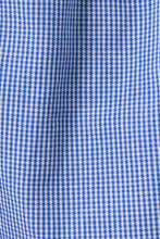 Load image into Gallery viewer, HALTER NECK FLARE TOP: WHITE-BLUE GINGHAM / XS
