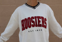 Load image into Gallery viewer, Indiana Allen Chenille - Varsity V-neck Pullover: L / WHITEBLACK
