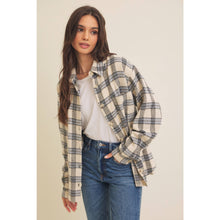 Load image into Gallery viewer, BRUSHED PLAID BUTTON-DOWN SHACKET
