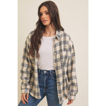 Load image into Gallery viewer, BRUSHED PLAID BUTTON-DOWN SHACKET
