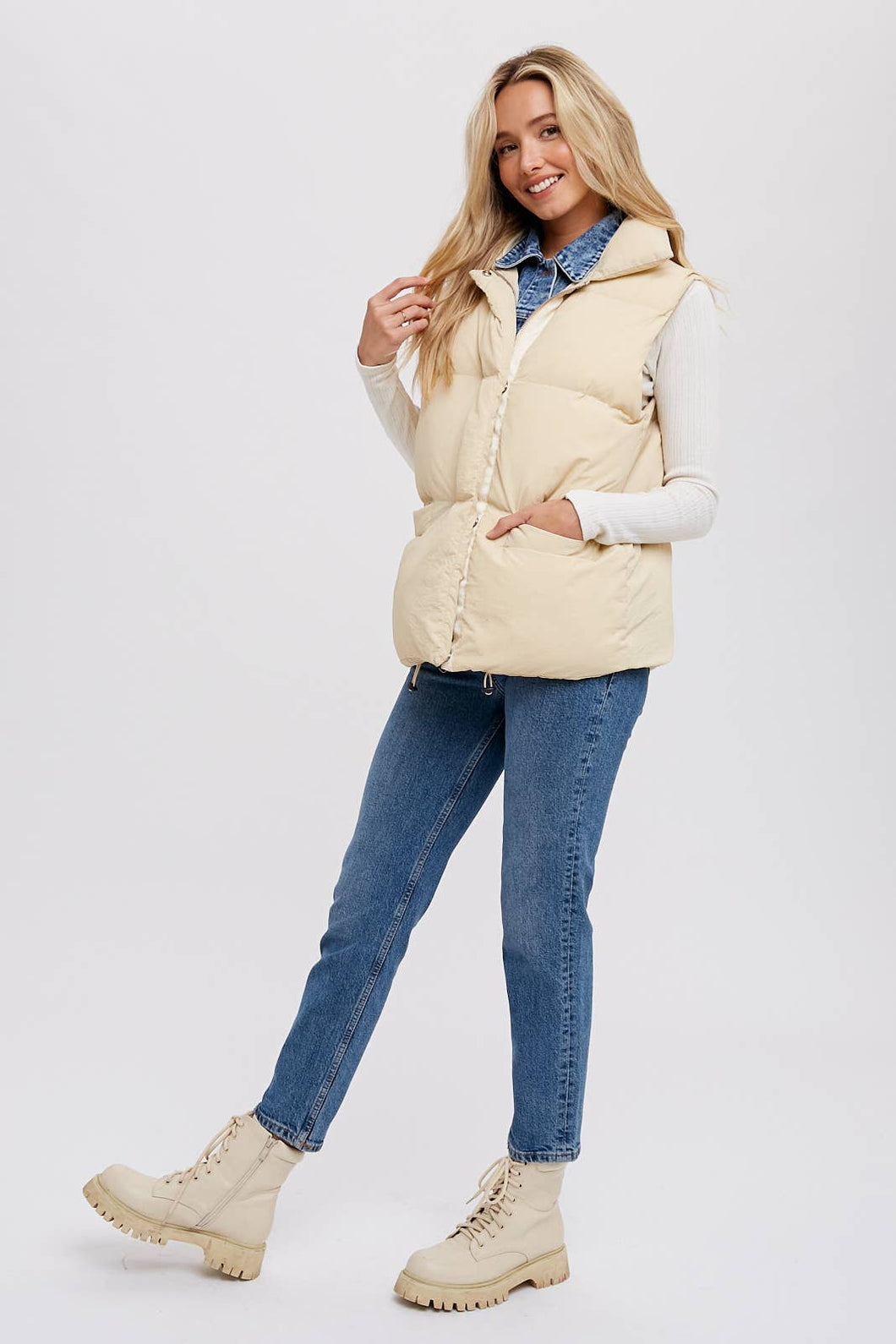 Denim Puffer Vest