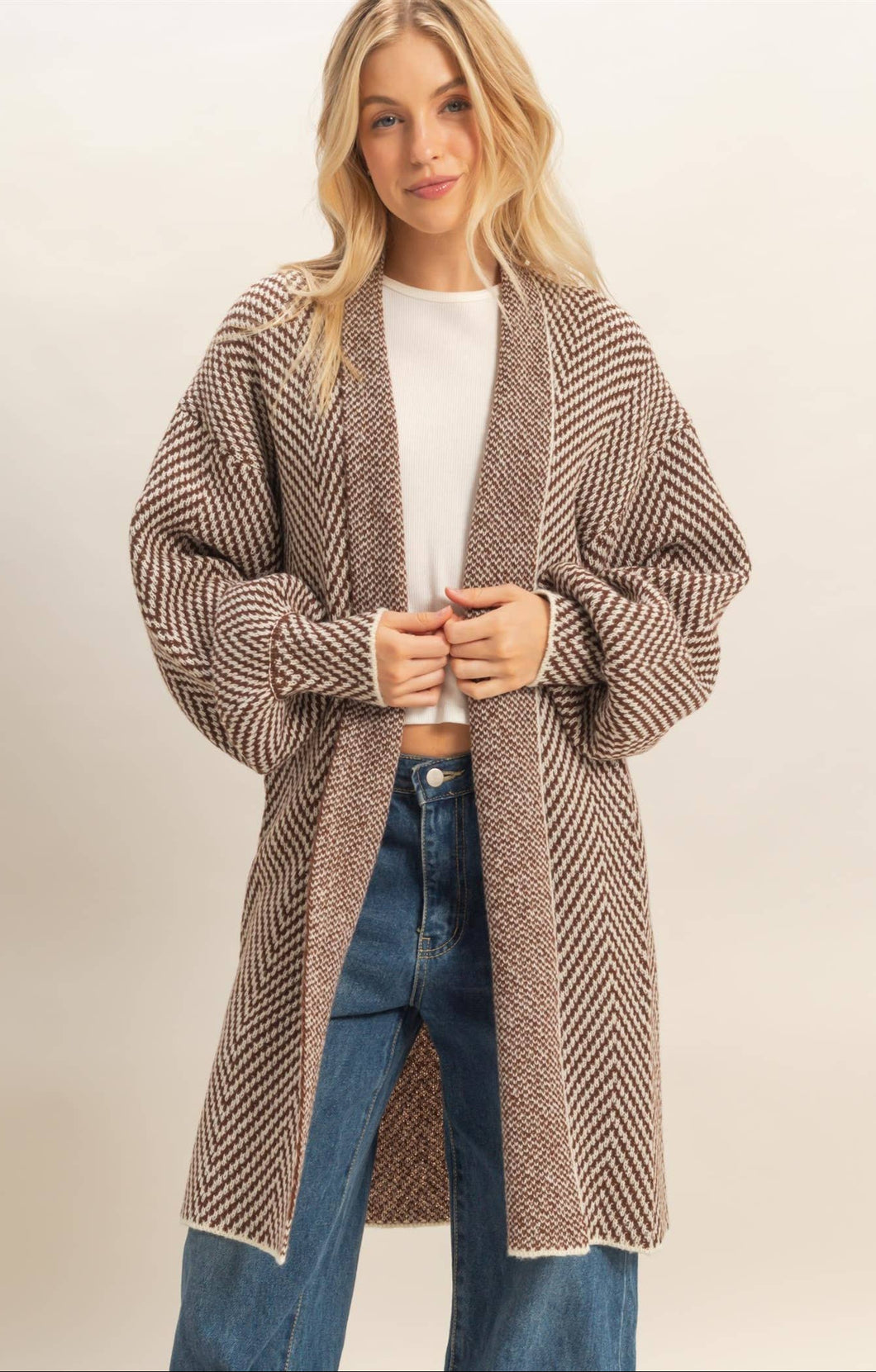 Herringbone Sweater Cardigan