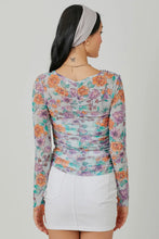 Load image into Gallery viewer, Sheer Floral Ruching Top
