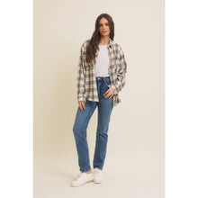 Load image into Gallery viewer, BRUSHED PLAID BUTTON-DOWN SHACKET
