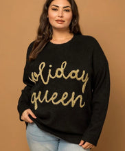 Load image into Gallery viewer, Black Holiday Queen Tinsel Sweater
