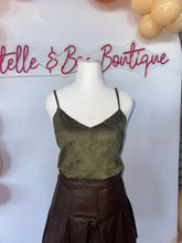 Load image into Gallery viewer, Suede olive green tank
