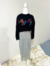 Load image into Gallery viewer, Black Rainbow Holly Jolly Tinsel Sweater
