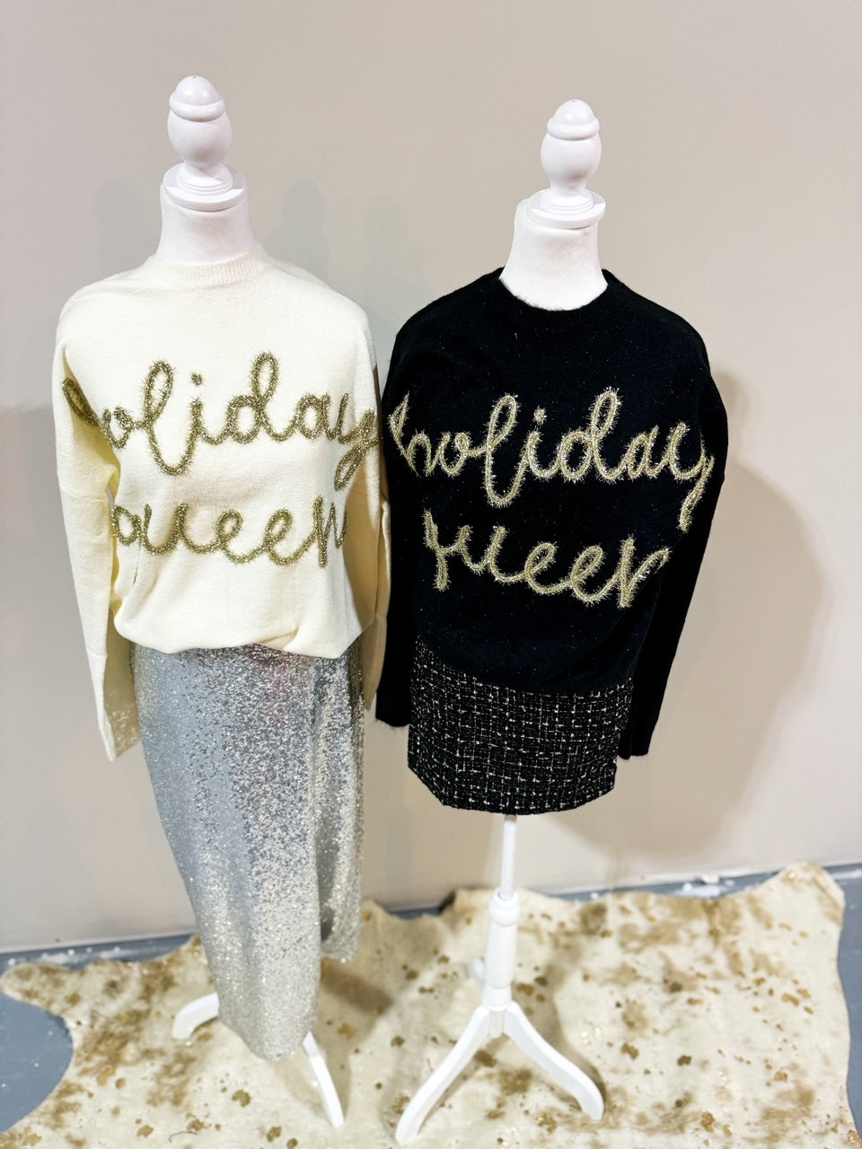 Black Holiday Queen Tinsel Sweater