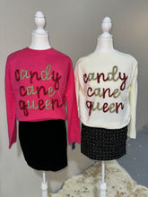 Load image into Gallery viewer, Cream Candy Cane Queen Tinsel Sweater
