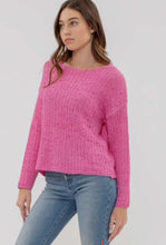 Load image into Gallery viewer, Peony Pink Crochet Sweater
