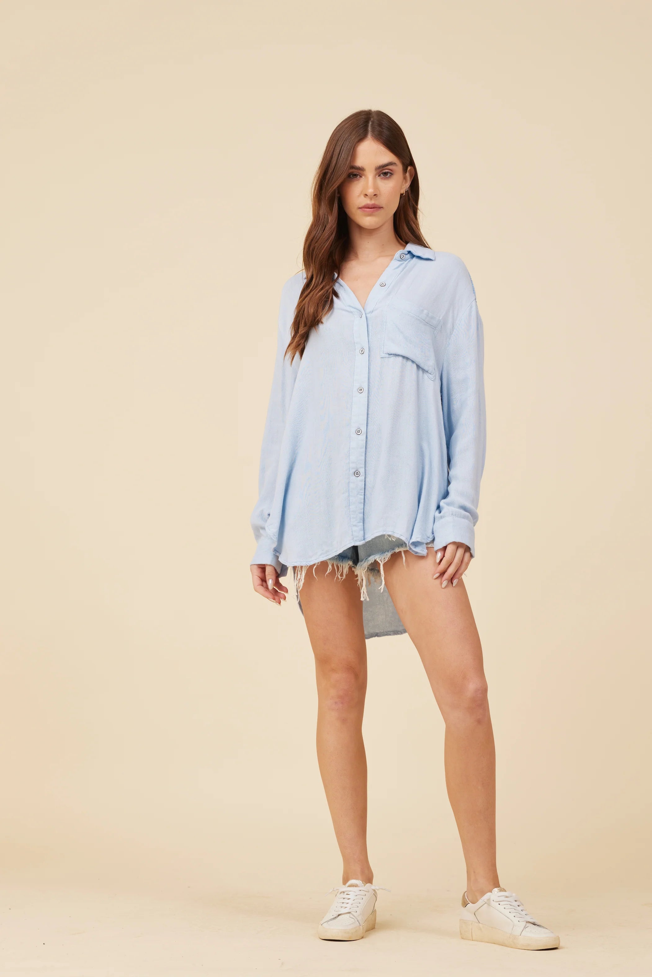 Baby Blue Crochet Button Down
