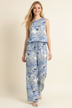 Load image into Gallery viewer, SEASHELL PRINT TOP WITH PLEATED DETAIL - 5363TD: Blue / S
