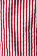 Load image into Gallery viewer, SLEEVELESS HIGH NECK STRIPED MINI DRESS: RED-WHITE STRIPE / XS
