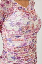 Load image into Gallery viewer, Sheer Floral Ruching Top
