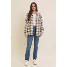 Load image into Gallery viewer, BRUSHED PLAID BUTTON-DOWN SHACKET
