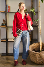 Load image into Gallery viewer, Essential Button Down Cardigan Top: Butter / L

