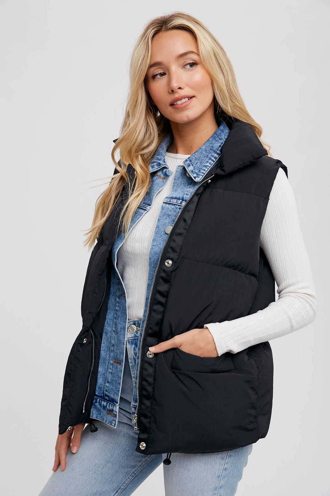 Denim Puffer Vest