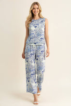 Load image into Gallery viewer, HIGH-WAISTED WIDE LEG SEASHELL PANTS - 4748BJ: Blue / S
