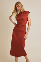 Load image into Gallery viewer, RUST ONE SHOULDER SLEEVELESS MIDI DRESS
