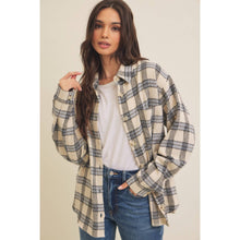 Load image into Gallery viewer, BRUSHED PLAID BUTTON-DOWN SHACKET
