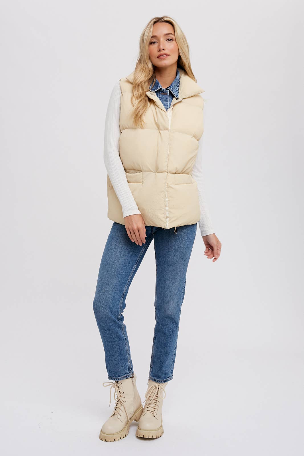 Denim Puffer Vest – Estelle&Bea Boutique