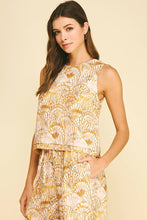 Load image into Gallery viewer, SEASHELL PRINT TOP WITH PLEATED DETAIL - 5363TD: Blue / S
