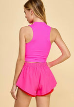 Load image into Gallery viewer, Hot Pink Cropped Polo Zip Tank
