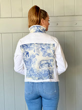 Load image into Gallery viewer, White &amp; Blue Jungle Denim Jacket
