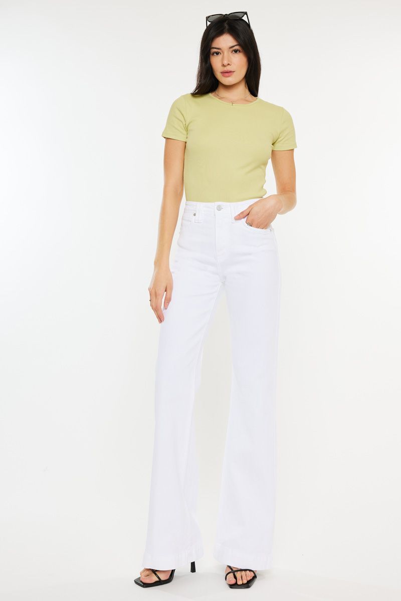 Kancan High Rise White Flare Jeans