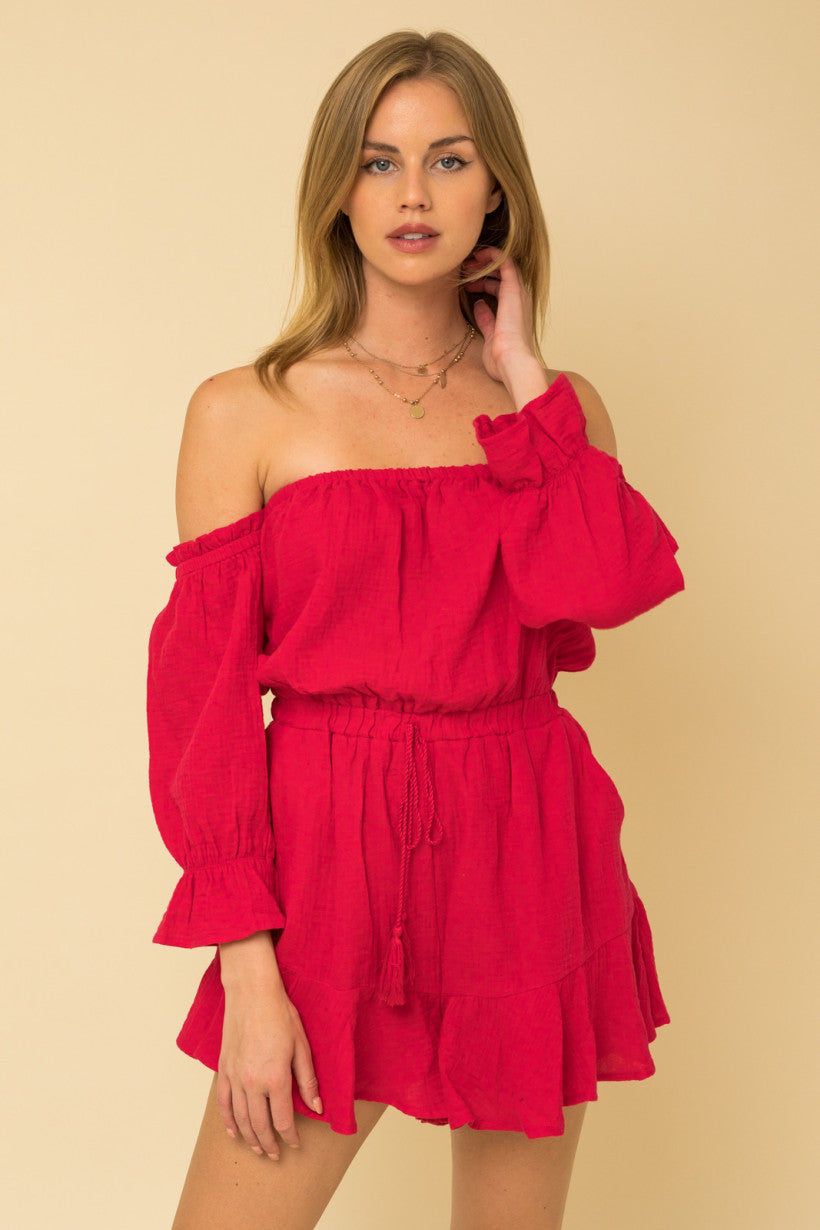 Poppy Red Romper